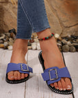 Buckled Strap Flat Chic Slippers