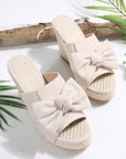 Bow Knot Decor Woven Wedge Slippers
