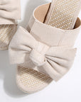 Bow Knot Decor Woven Wedge Slippers