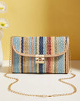 Azariah Striped Crochet Flapped Bag