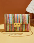 Azariah Striped Crochet Flapped Bag