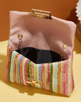 Azariah Striped Crochet Flapped Bag