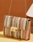 Azariah Striped Crochet Flapped Bag