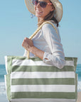 Cleo Striped Canvas Large Tote