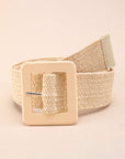 Bohemian Woven Square Buckle Wide Belt