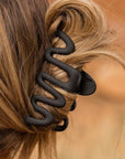 Black Wave Shape Resin Large Hair Claw Clip
