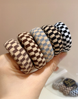 Checkered Print Nylon Elastic Hair Tie