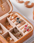 Retro Floral Print Portable Square Jewelry Box