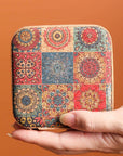 Retro Floral Print Portable Square Jewelry Box