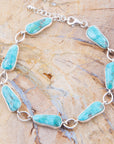 Biwa Blue Turquoise Sterling Silver Link Bracelet