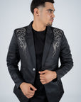 Men's Double Button Rhinestone Black Blazer