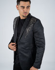 Men's Double Button Rhinestone Black Blazer