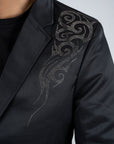 Men's Double Button Rhinestone Black Blazer