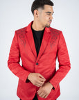 Men's Double Button Rhinestone Red Blazer