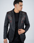 Men's Double Button Rhinestone Black Blazer