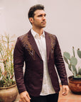 Men's Double Button Rhinestone Wine Blazer