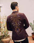 Men's Double Button Rhinestone Wine Blazer
