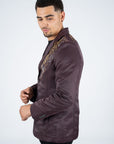 Men's Double Button Rhinestone Wine Blazer