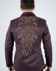 Men's Double Button Rhinestone Wine Blazer