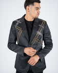 Men's Double Button Rhinestone Black Blazer