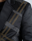 Men's Double Button Rhinestone Black Blazer