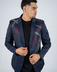 Men's Double Button Rhinestone Navy Blazer