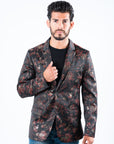 Men's Double Button Red Flowers Print Blazer