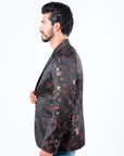 Men's Double Button Red Flowers Print Blazer