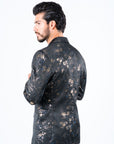 Men's Double Button Blue Flowers Print Blazer