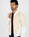 Men's White Rhinestone Bomber Jacket