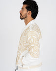 Men's White Rhinestone Bomber Jacket