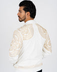 Men's White Rhinestone Bomber Jacket