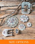 Bright Silver AB Crystal Conchos - Sizes from 1"- 3" and Buckles
