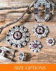 Bright Silver Purple & AB Crystal Conchos - Sizes from 1"- 3" and Buckles