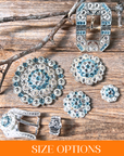 Bright Silver Aqua - Clear Crystal Conchos - Sizes from 1"- 3" and Buckles