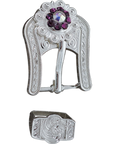 Bright Silver Purple & AB Crystal Conchos - Sizes from 1"- 3" and Buckles