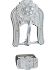 Bright Silver Clear Crystal Conchos - Sizes from 1"- 3" and Buckles