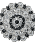 Bright Silver Jet & Clear Crystal Conchos - Sizes from 1"- 3" and Buckles