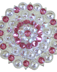 Bright Silver Pink & AB Crystal Conchos - Sizes from 1"- 3" and Buckles