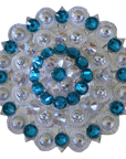 Bright Silver Teal & AB Crystal Conchos - Sizes from 1"- 3" and Buckles