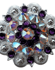 Bright Silver Purple & AB Crystal Conchos - Sizes from 1"- 3" and Buckles