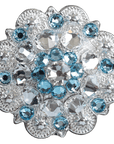 Bright Silver Aqua - Clear Crystal Conchos - Sizes from 1"- 3" and Buckles