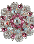 Bright Silver Pink & AB Crystal Conchos - Sizes from 1"- 3" and Buckles