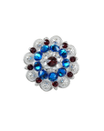 Red White & Blue Bright Silver 1.5" European Crystal Concho
