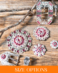 Bright Silver Pink & AB Crystal Conchos - Sizes from 1"- 3" and Buckles