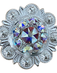 Bright Silver AB Crystal Conchos - Sizes from 1"- 3" and Buckles