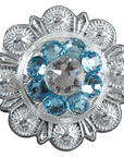 Bright Silver Aqua - Clear Crystal Conchos - Sizes from 1"- 3" and Buckles
