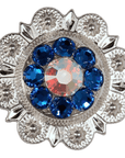 Bright Silver Capri & AB Crystal Conchos - Sizes from 1"- 3" and Buckles