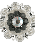 Bright Silver Jet & AB Crystal Conchos - Sizes from 1"- 3" and Buckles