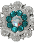 Bright Silver Teal & AB Crystal Conchos - Sizes from 1"- 3" and Buckles